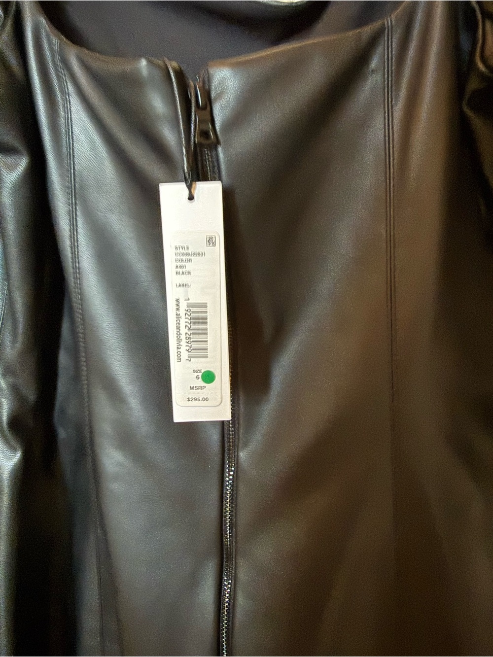 Alice + Olivia Frances Vegan Leather Puff Sleeve Mini Dress NWT